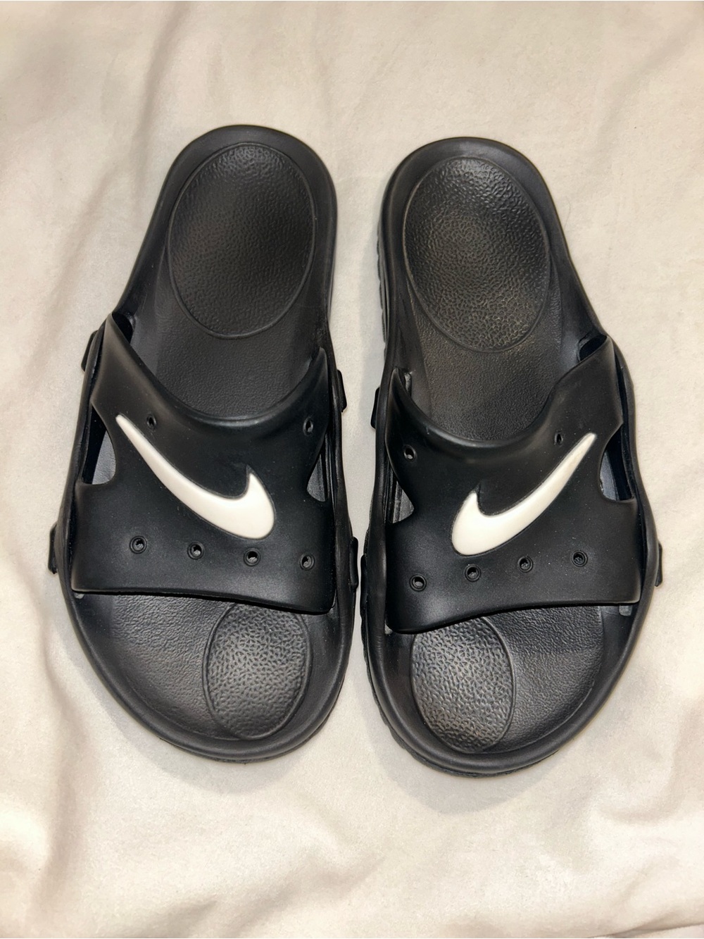 Nike Black Slide Sandals with White Swoosh